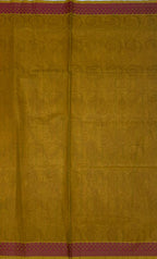 VSC737 - red with mango yellow color body , green with yellow color pallu,blouse.