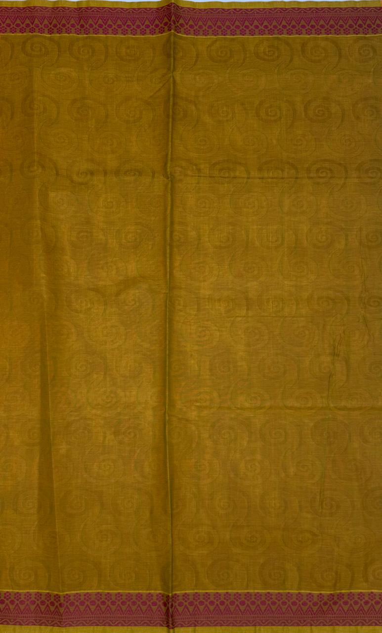 VSC737 - red with mango yellow color body , green with yellow color pallu,blouse.