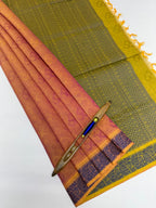 VSC738 - violet with yellow color body , green color pallu,blouse.
