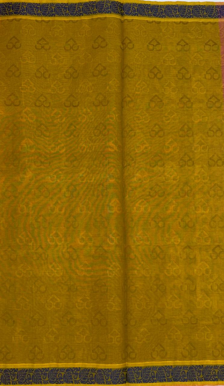 VSC738 - violet with yellow color body , green color pallu,blouse.
