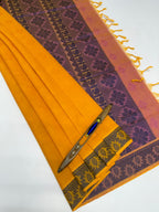 VSC741 - mango yellow color body , light pink color pallu,blouse.