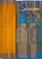 VSAS994 - yellow color body , light blue color pallu , blouse.