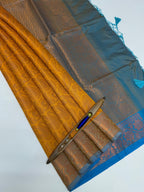VSAS994 - yellow color body , light blue color pallu , blouse.