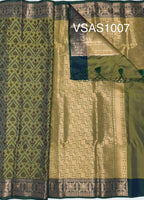 VSAS1007 - cow dung green color body ,pallu , blouse.
