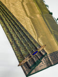 VSAS1007 - cow dung green color body ,pallu , blouse.