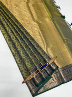 VSAS1007 - cow dung green color body ,pallu , blouse.