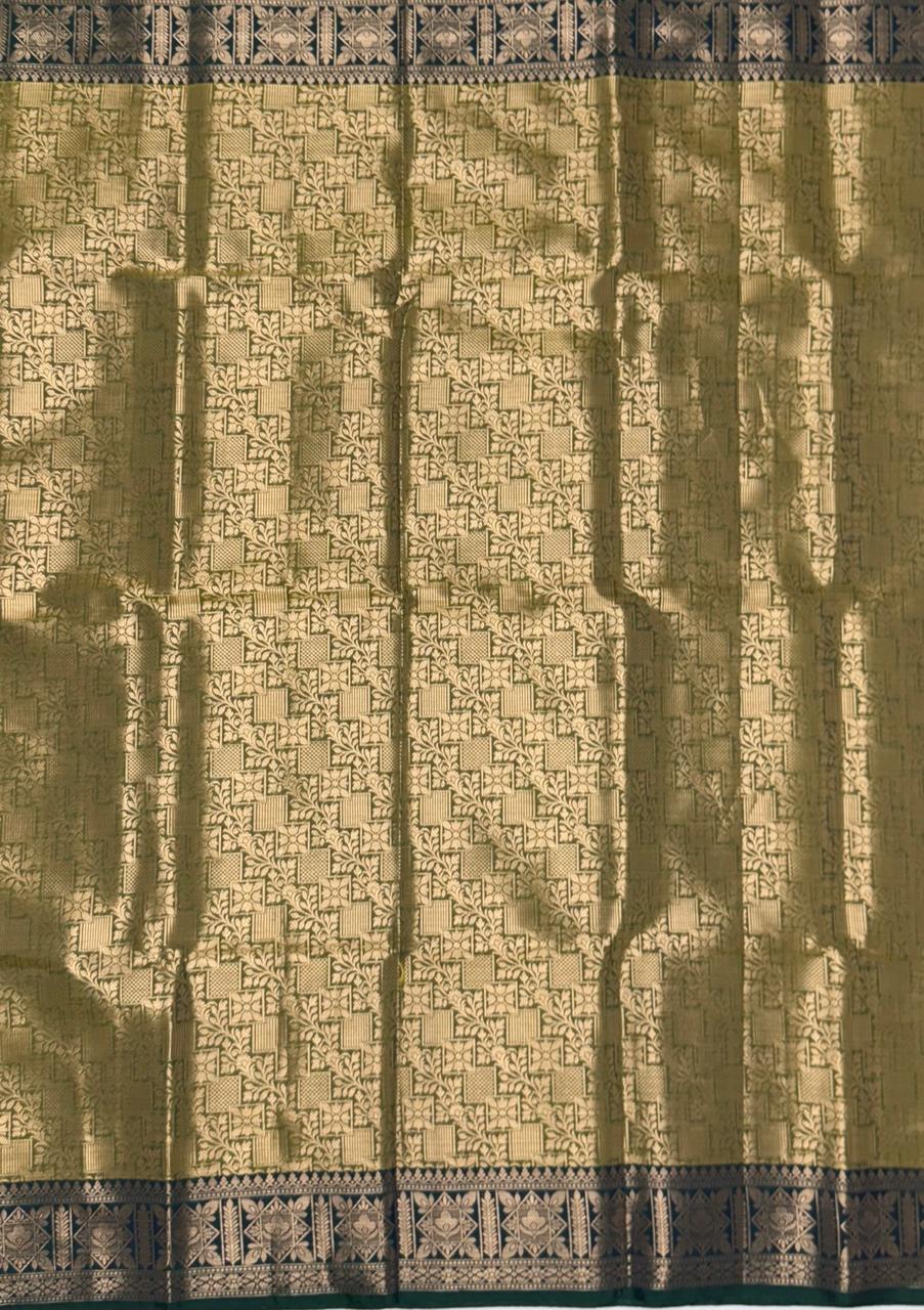 VSAS1007 - cow dung green color body ,pallu , blouse.