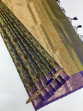 VSAS1009 - cow dung green color body ,pallu , blouse.