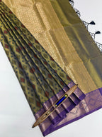 VSAS1009 - cow dung green color body ,pallu , blouse.