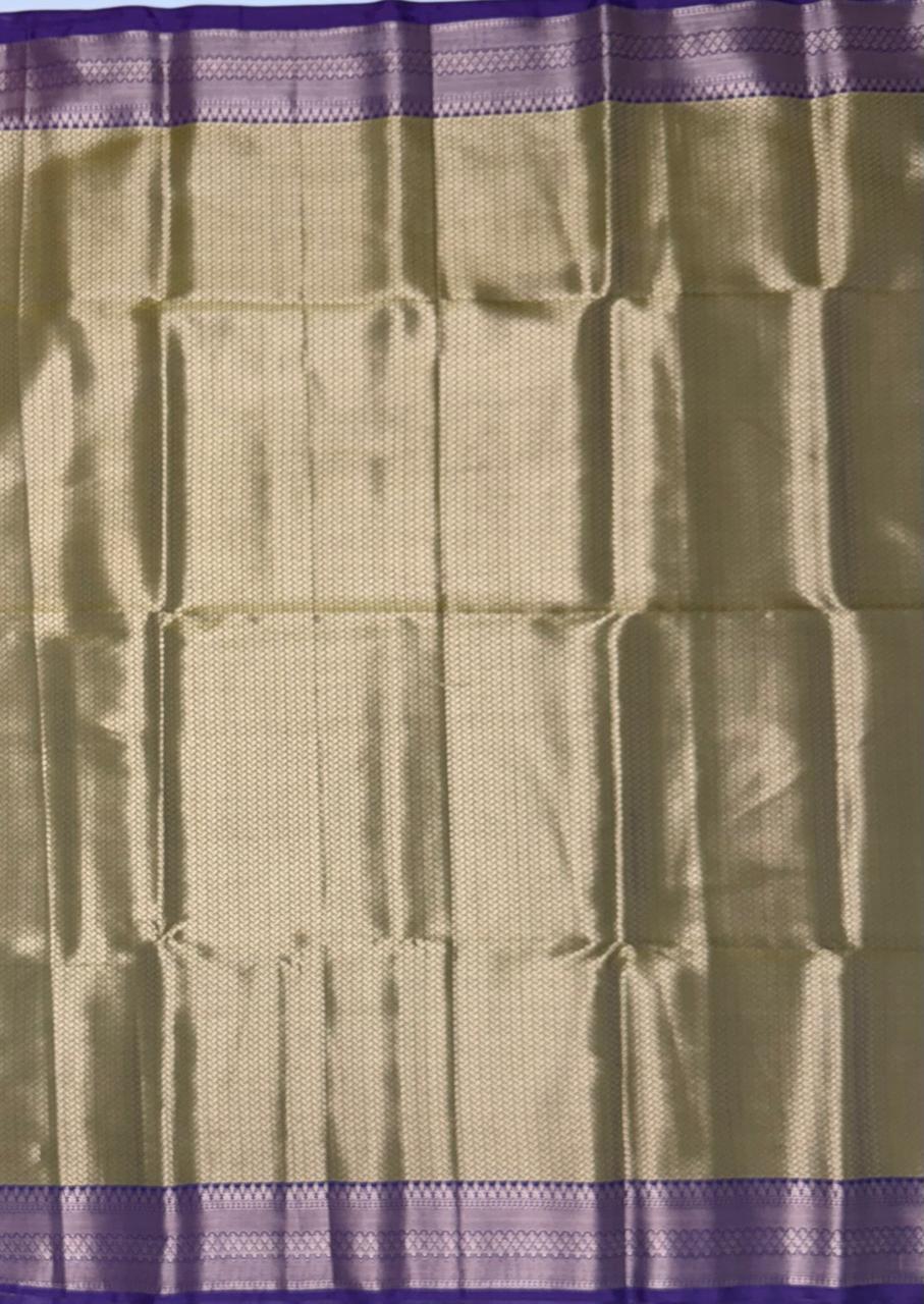 VSAS1009 - cow dung green color body ,pallu , blouse.