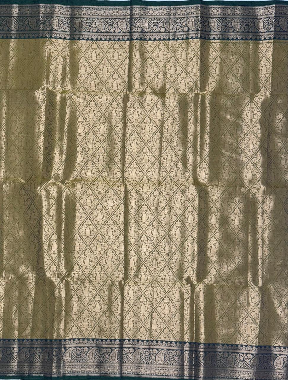 VSAS1014 - cow dung green color body ,pallu , blouse.