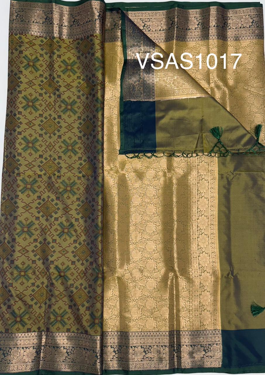 VSAS1017 - cow dung green color body ,pallu , blouse.