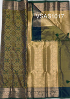 VSAS1017 - cow dung green color body ,pallu , blouse.