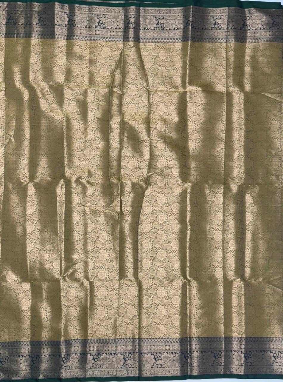 VSAS1017 - cow dung green color body ,pallu , blouse.