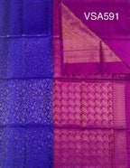 VSA591 - ink blue color body & purple color pallu , blouse pure silk saree