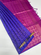 VSA591 - ink blue color body & purple color pallu , blouse pure silk saree