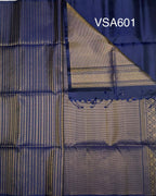 VSA601 - navy blue color body, pallu , blouse pure silk saree