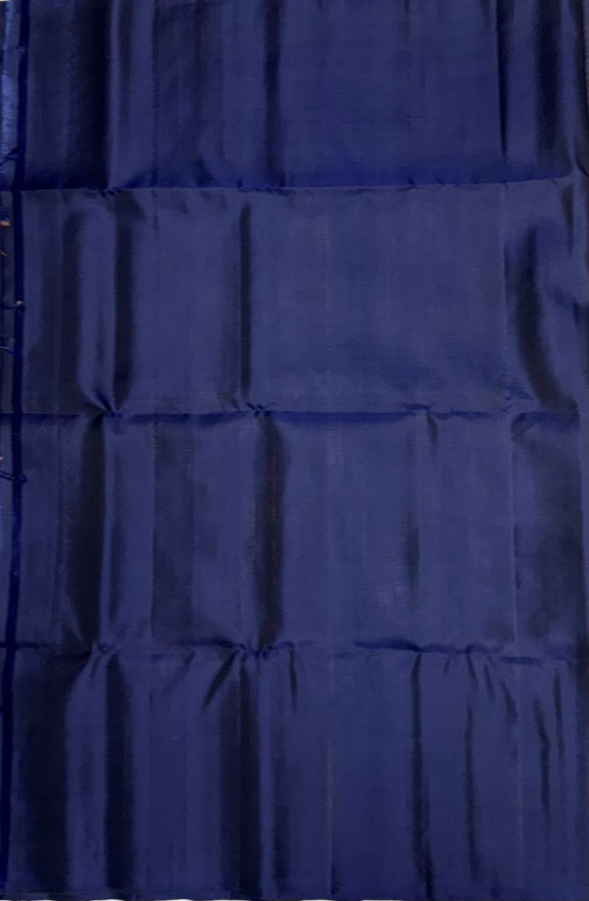 VSA601 - navy blue color body, pallu , blouse pure silk saree