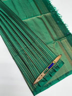 VSA611 - peacock green color body, pallu , blouse pure silk saree