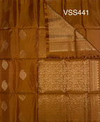 VSS441 - dark mustard color body, pallu , blouse pure silk saree