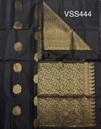 VSS444 - black color body, pallu , blouse pure silk saree