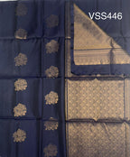 VSS446 - navy blue color body, pallu , blouse pure silk saree