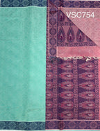 VSC754 - sea blue color body , pink color pallu,blouse.