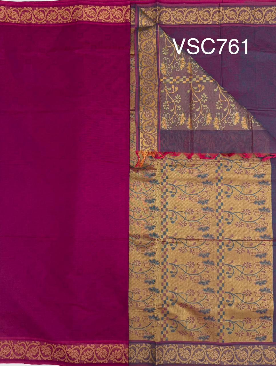 VSC761 - purple color body , blue with pink color pallu,blouse.