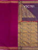 VSC761 - purple color body , blue with pink color pallu,blouse.