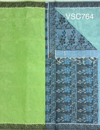 VSC764 - green color body , sky blue color pallu,blouse.
