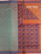 VSC763 - blue with maroon color body , maroon with mustard color pallu,blouse.