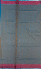 VSC762 - dark sky blue color body , blue with yellow color pallu,blouse.