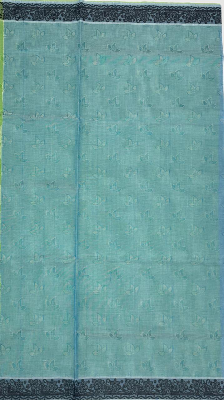 VSC764 - green color body , sky blue color pallu,blouse.