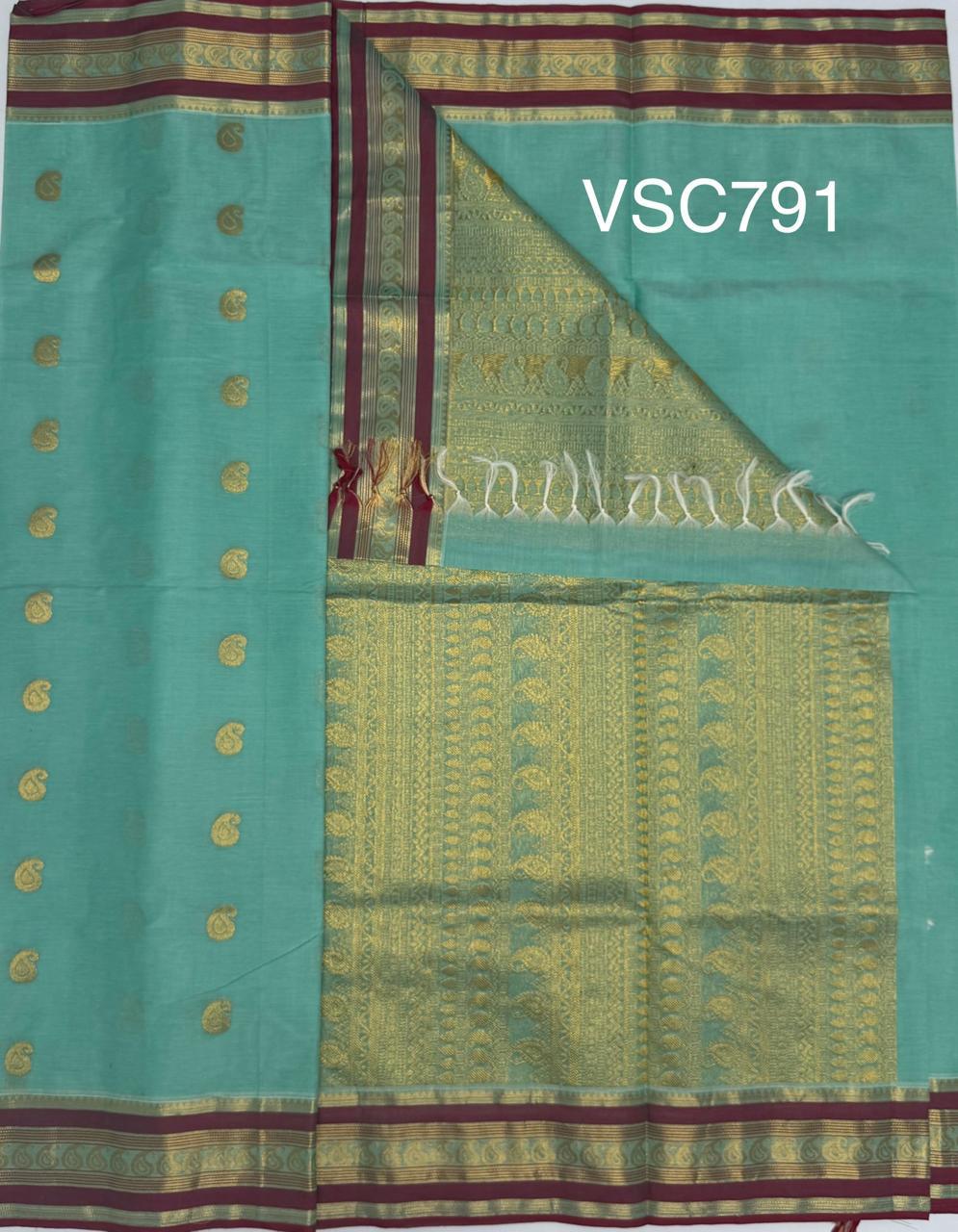 VSC791 - sea blue color body, pallu,blouse.