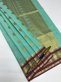 VSC791 - sea blue color body, pallu,blouse.