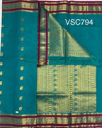 VSC794 - peacock blue color body, pallu,blouse.