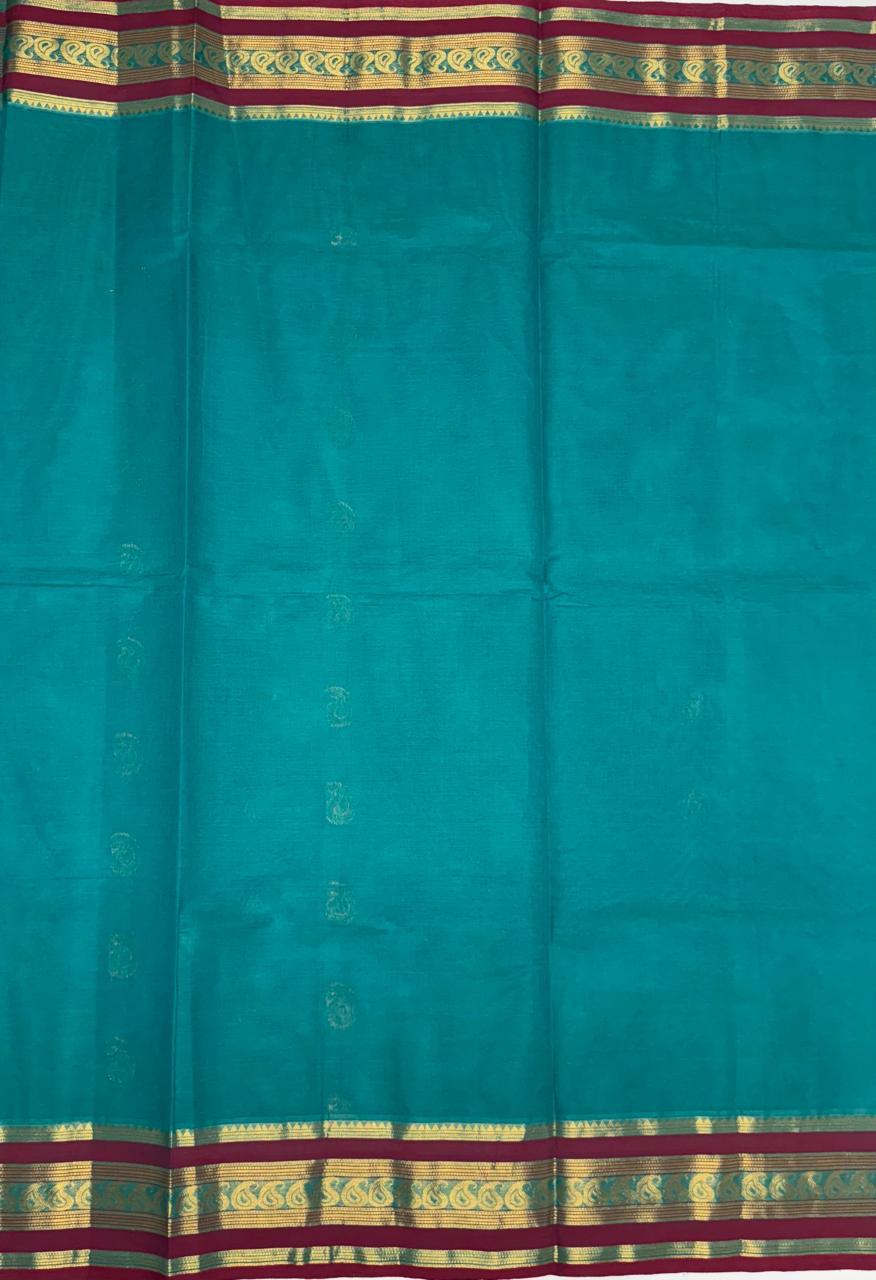 VSC794 - peacock blue color body, pallu,blouse.