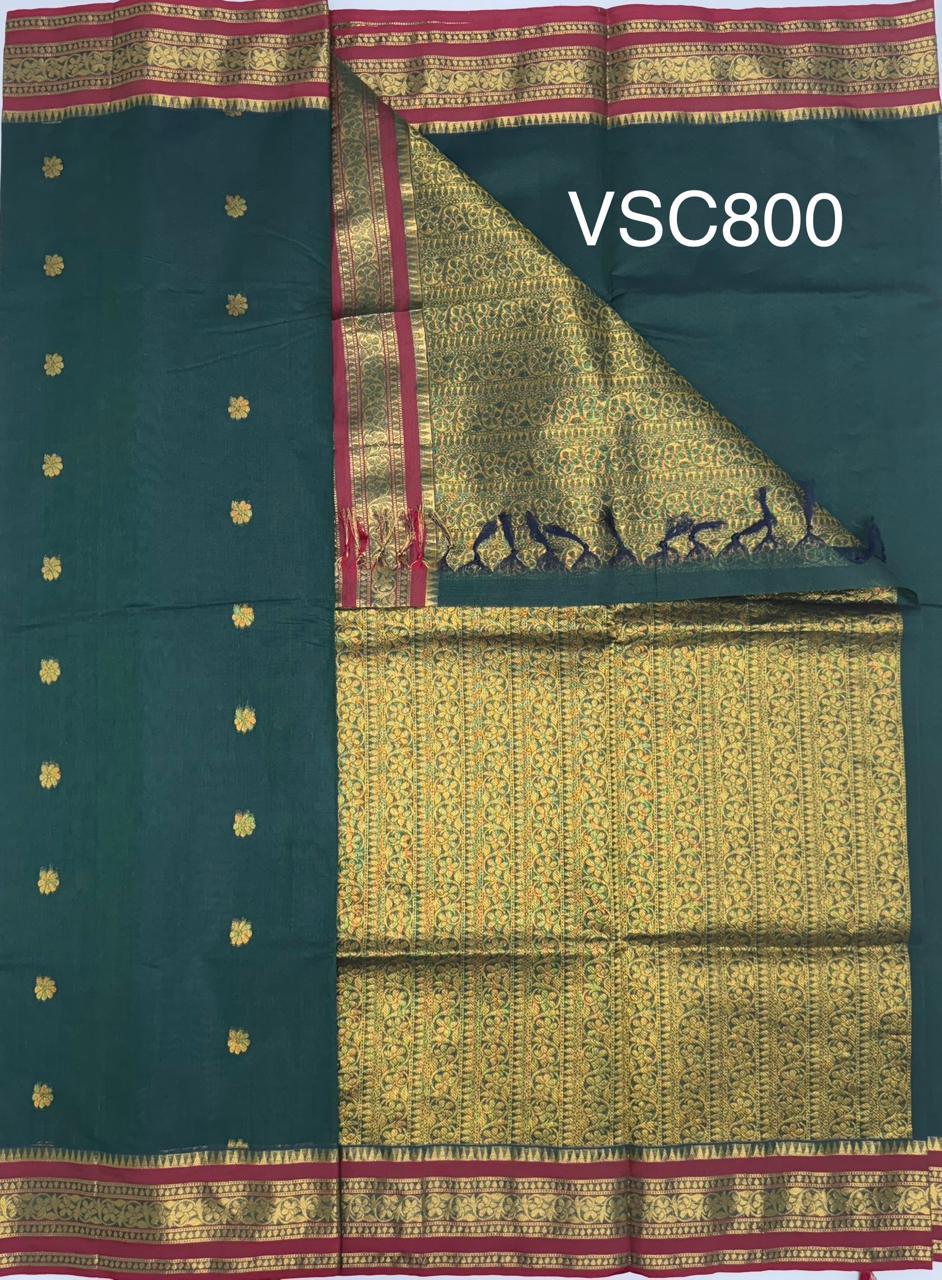 VSC800 - green color body, pallu,blouse.