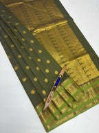 VSC806 - cow dung green color body, pallu,blouse.
