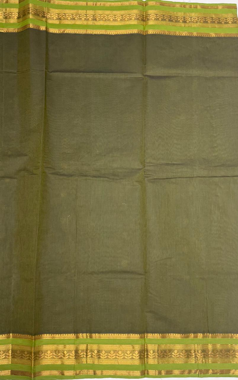 VSC806 - cow dung green color body, pallu,blouse.