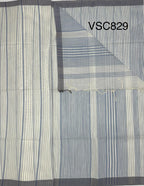 VSC829 - white with blue color body, pallu,blouse.