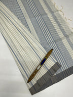 VSC829 - white with blue color body, pallu,blouse.
