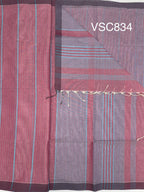 VSC834 - pink with blue color body, pallu,blouse.