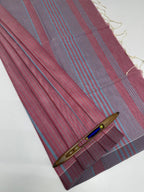 VSC834 - pink with blue color body, pallu,blouse.