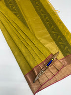 VSC850 - mehandi green color body, pallu,blouse.