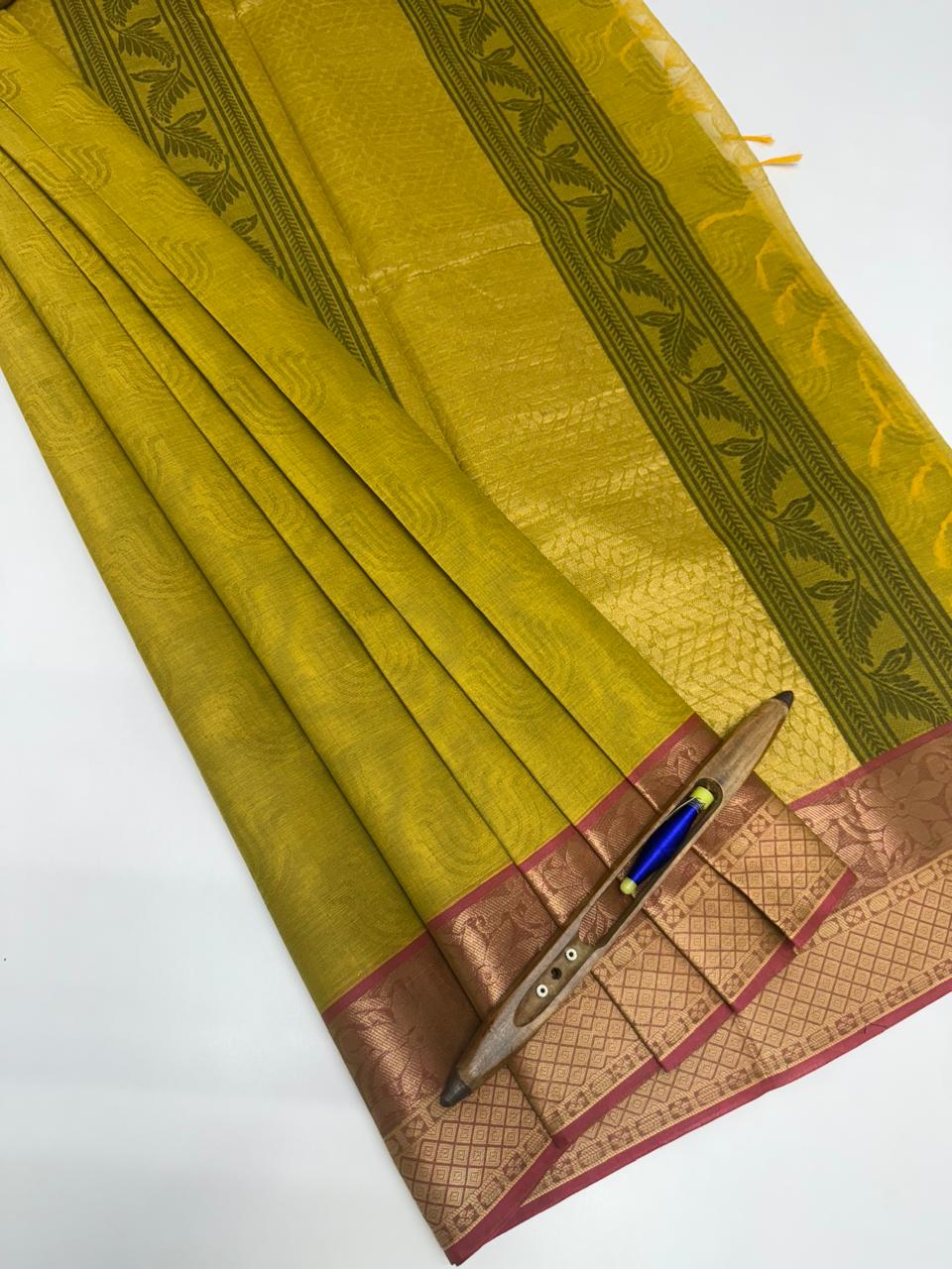 VSC850 - mehandi green color body, pallu,blouse.