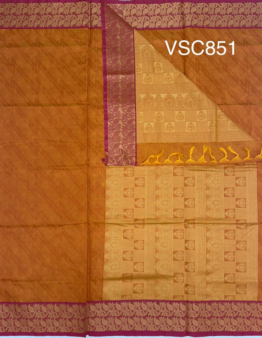VSC851 - orange color body, pallu,blouse.