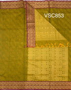 VSC853 - mehandi green color body, pallu,blouse.