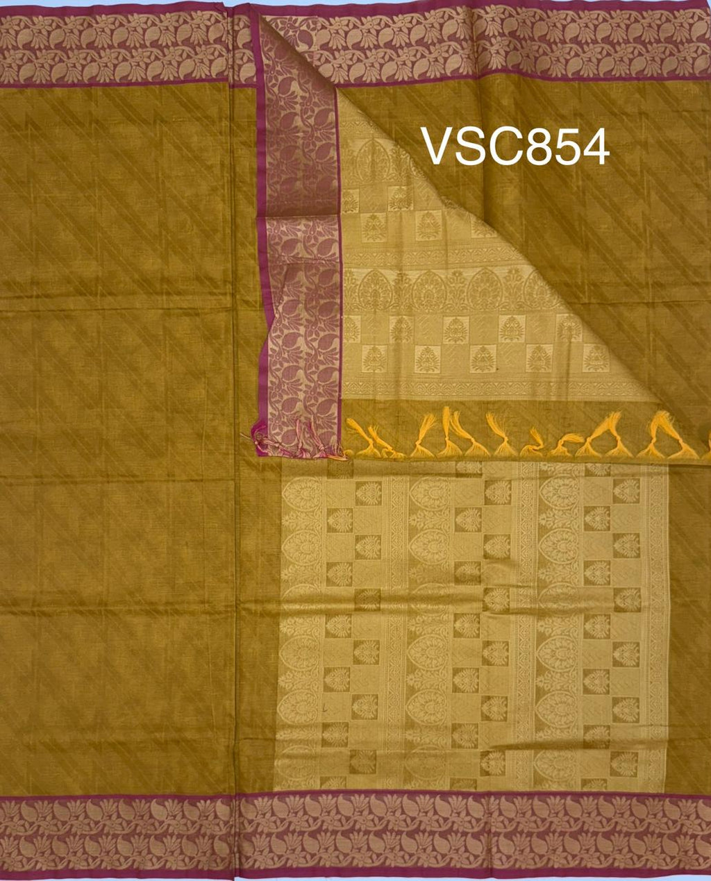 VSC854 - mustard yellow color body, pallu,blouse.