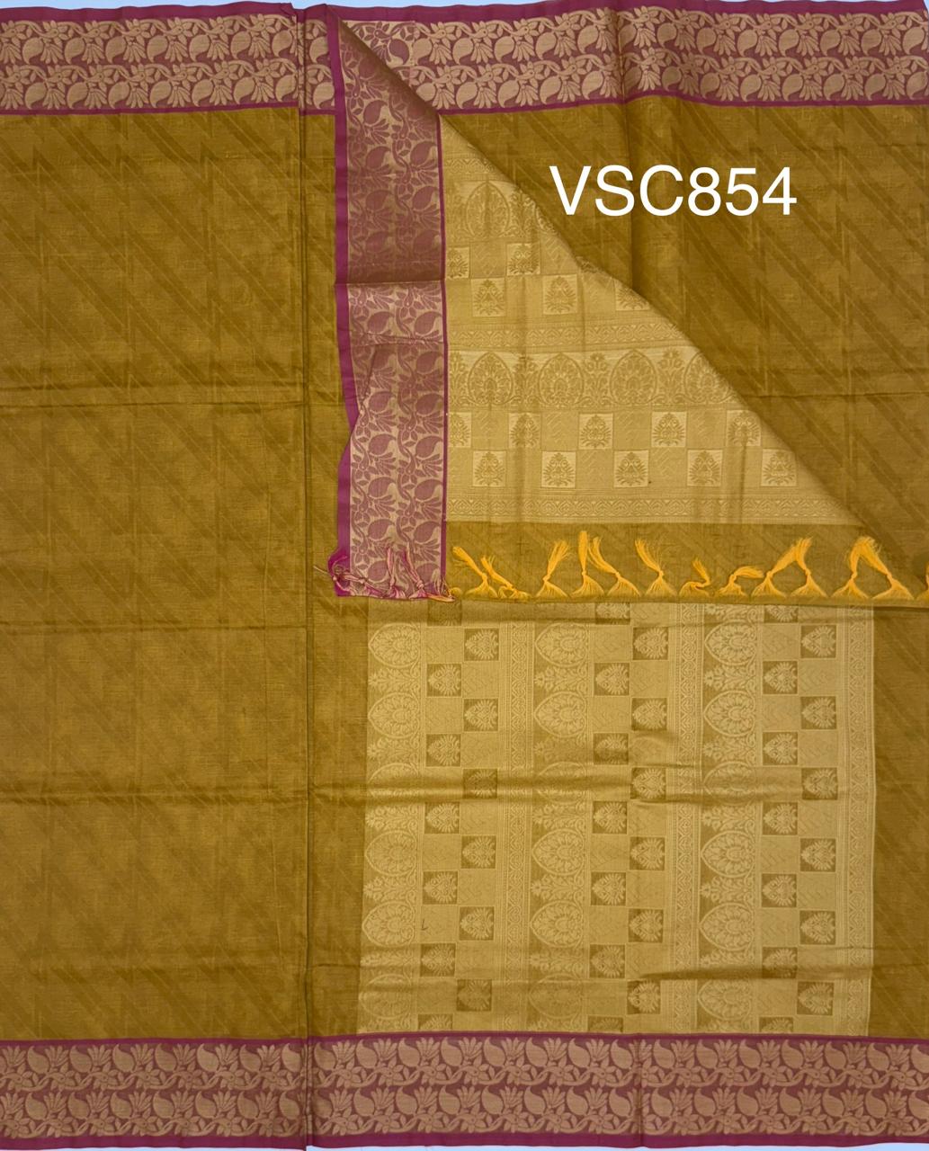 VSC854 - mustard yellow color body, pallu,blouse.